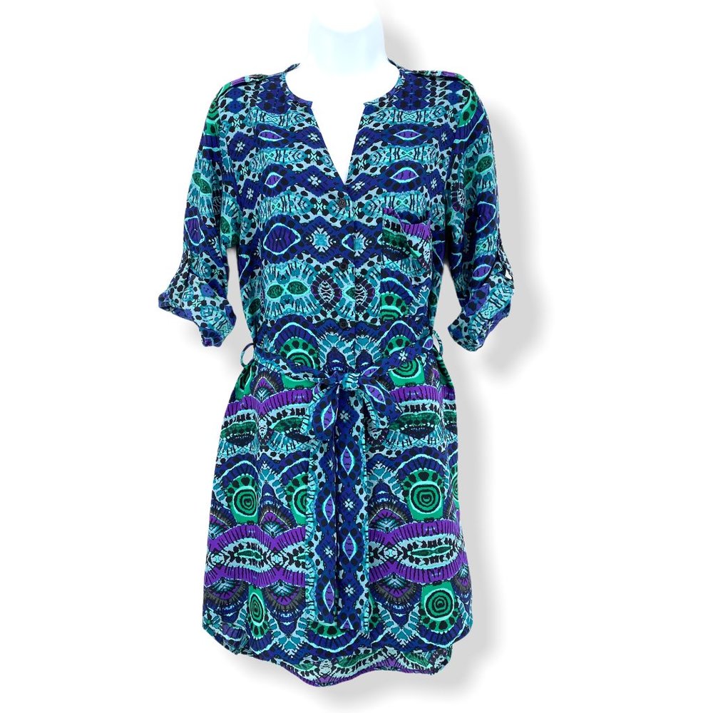 Anthropologie Maeve Hi-Lo Teal Shirt Dress EUC